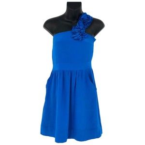 YUMI KIM Womens Blue Floral Ruffle Mini Dress One Shoulder‎ Size XS